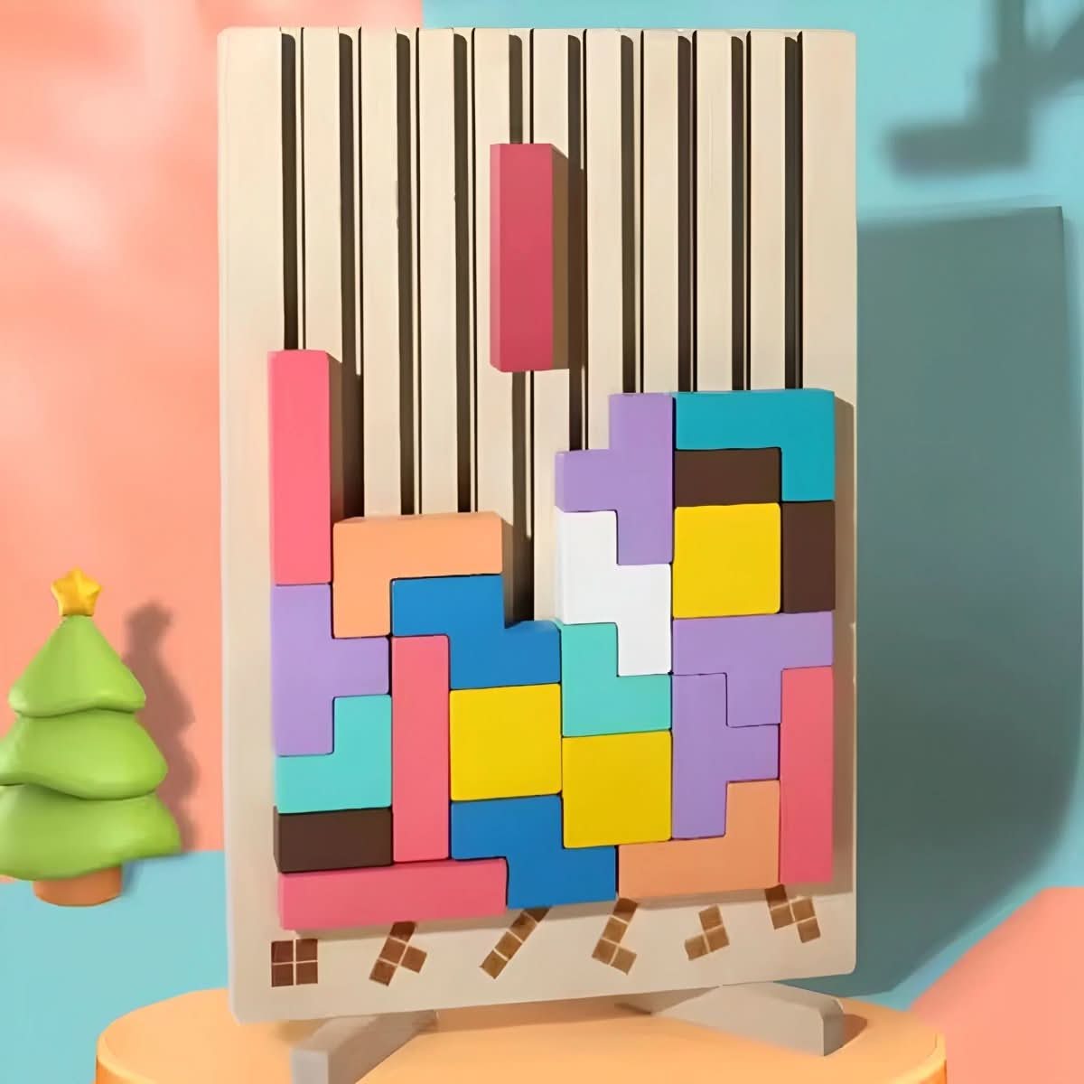 Montessori Wood Tetris Stacking Toy for Learning and Play