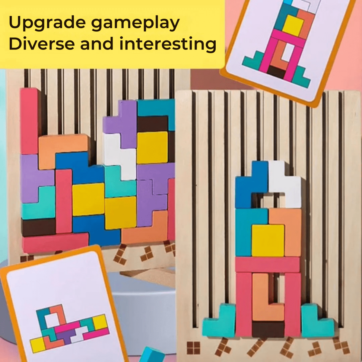 Montessori Wood Tetris Stacking Toy for Learning and Play