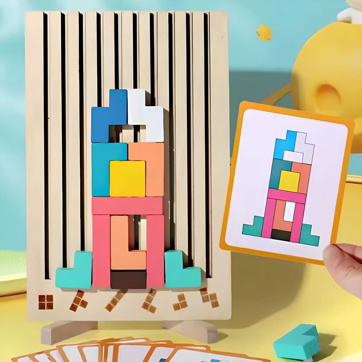 Montessori Wood Tetris Stacking Toy for Learning and Play