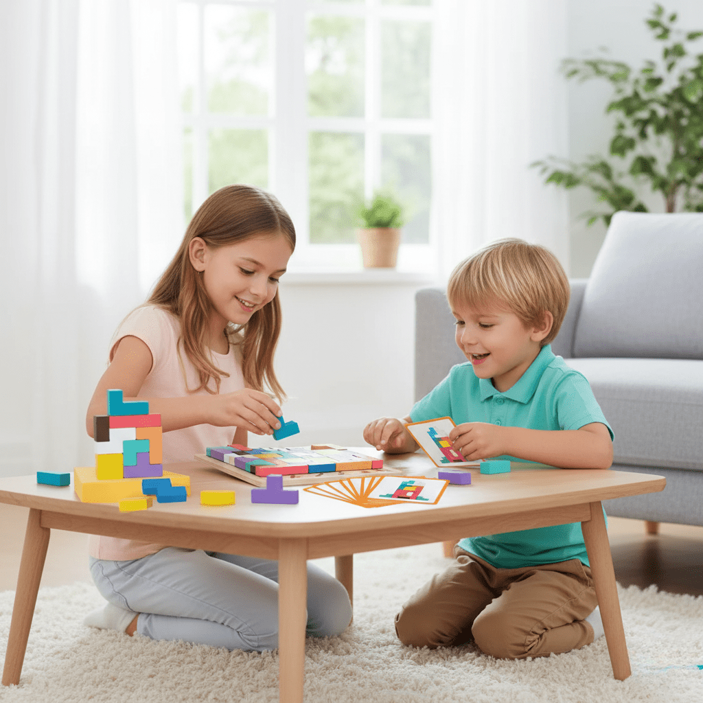 Montessori Wood Tetris Stacking Toy for Learning and Play