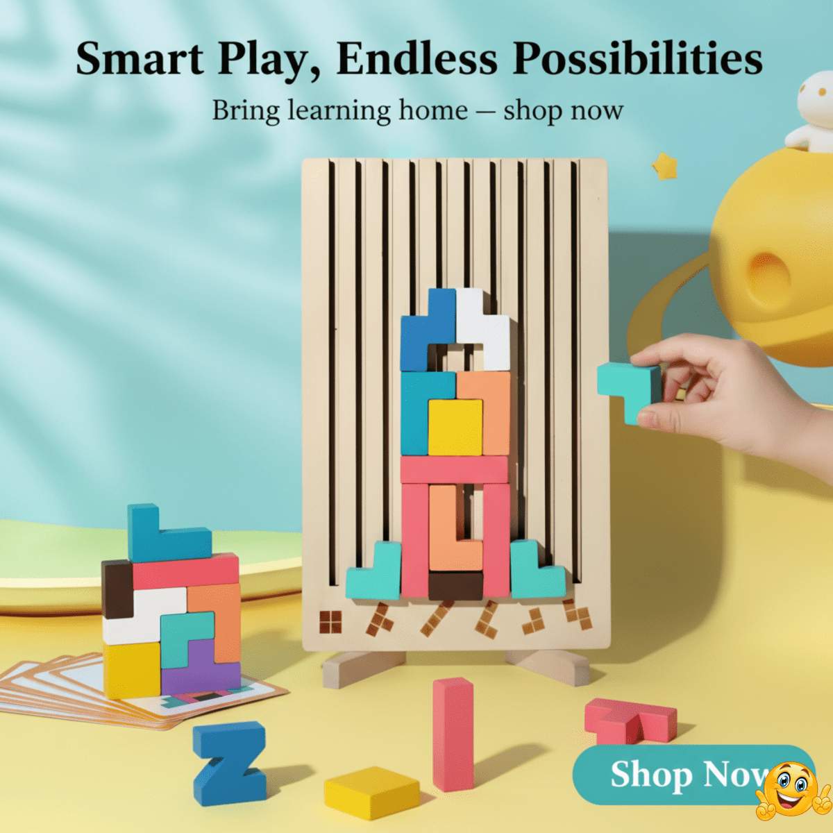 Montessori Wood Tetris Stacking Toy for Learning and Play
