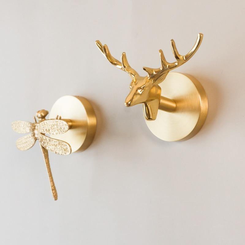 Decorative Brass Animal Coat Rack with Gold Finish