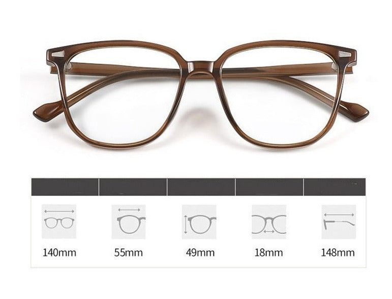Unisex Myopia Prescription Glasses with Blue Light Blocking Lenses - Lightweight Plastic Frame Eyewear for Nearsighted Vision Correction