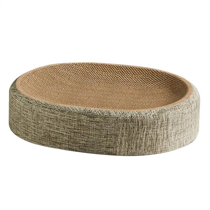 Oval Sisal Cat Bed with Durable Scratch Surface and Soft Rest