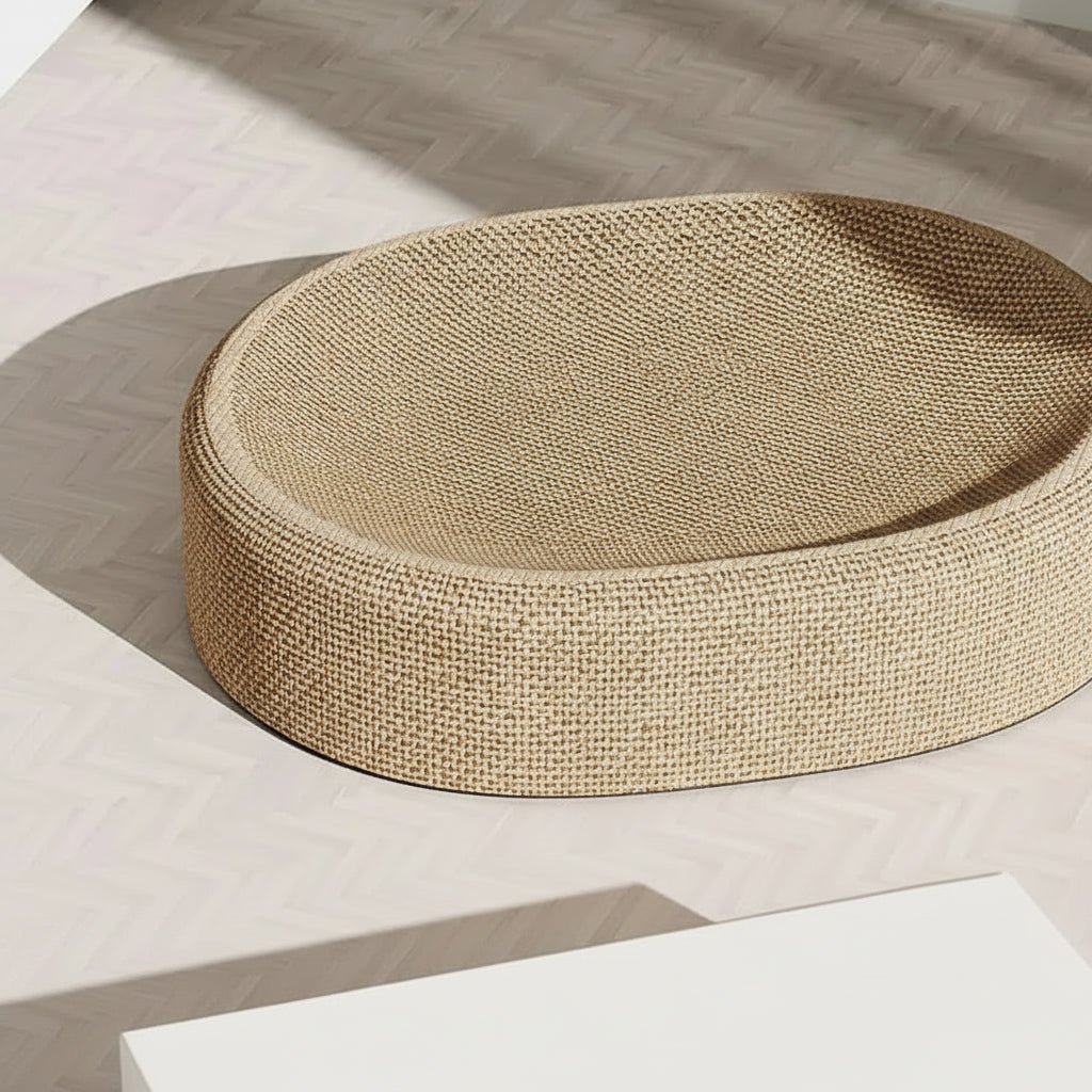 Oval Sisal Cat Bed with Durable Scratch Surface and Soft Rest