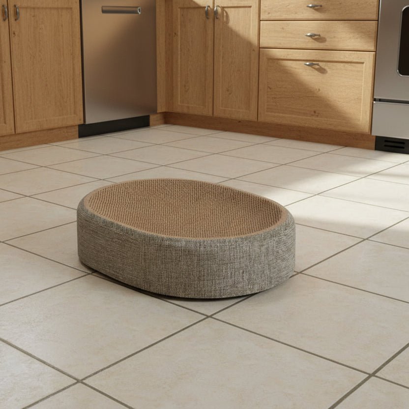 Oval Sisal Cat Bed with Durable Scratch Surface and Soft Rest