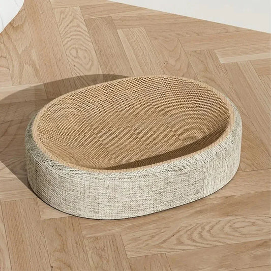 Oval Sisal Cat Bed with Durable Scratch Surface and Soft Rest