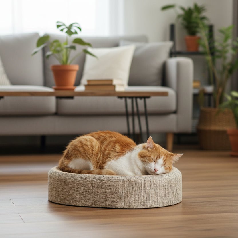 Oval Sisal Cat Bed with Durable Scratch Surface and Soft Rest