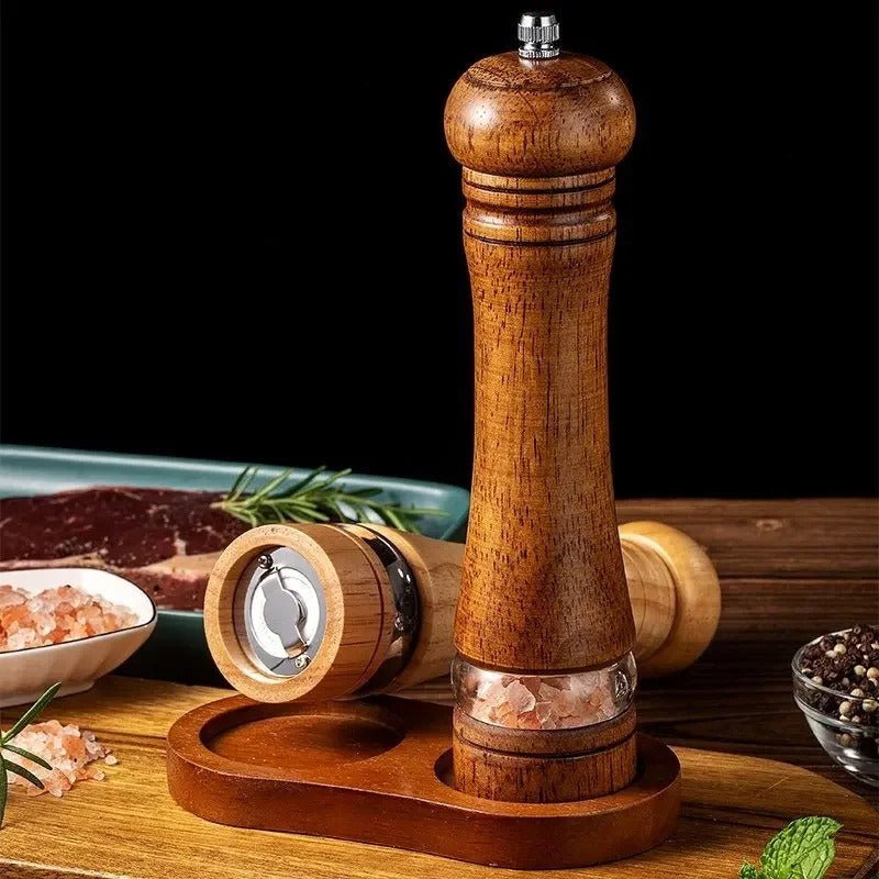 Elegant Wooden Pepper and Salt Grinder with Adjustable Coarseness