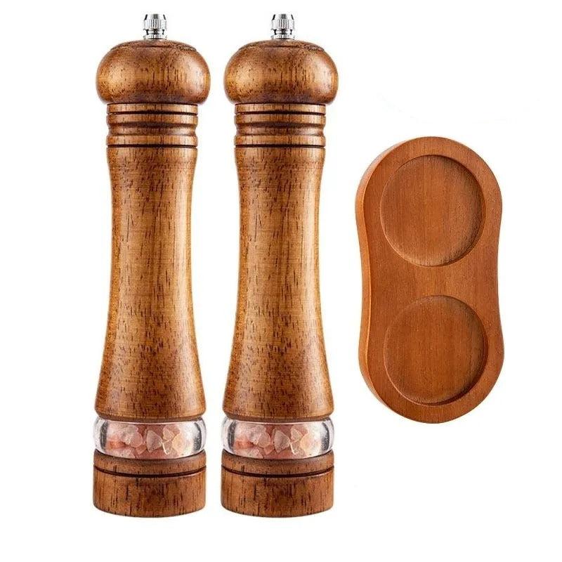 Elegant Wooden Pepper and Salt Grinder with Adjustable Coarseness