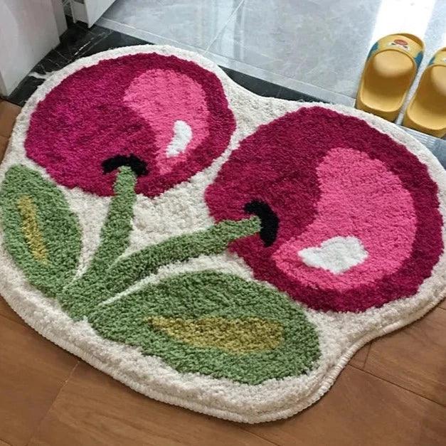 Soft Non-Slip Cherry Bath Mat with High Absorbency