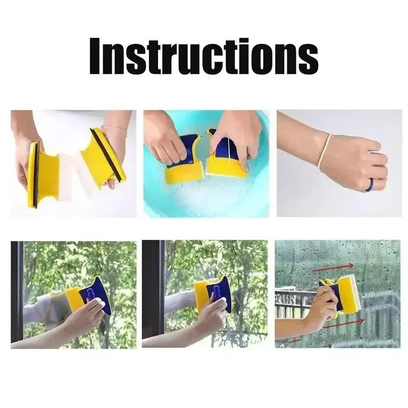 Magnetic Double-Sided Glass Cleaner with 1.2M Safety Rope