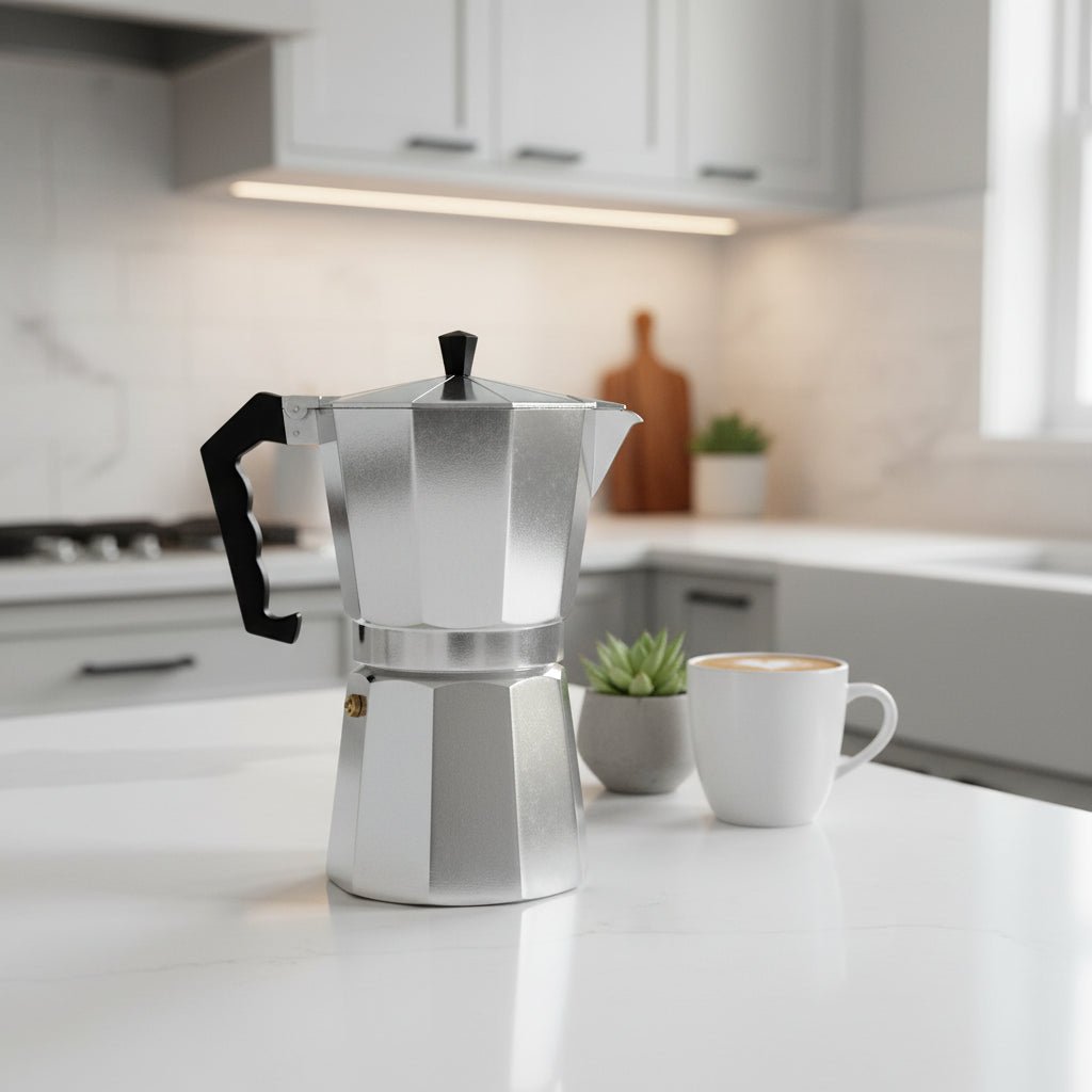 Traditional Italian Aluminum Espresso Maker for Full-Bodied Coffee