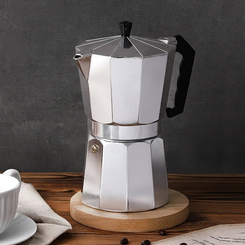 Traditional Italian Aluminum Espresso Maker for Full-Bodied Coffee