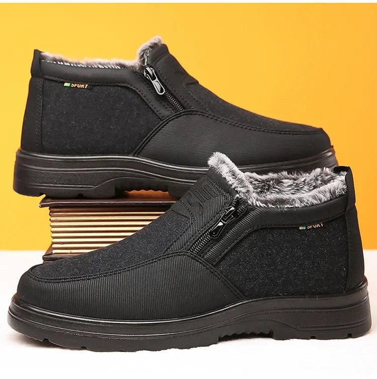 Men’s Winter Leather Boots with Thermal Fur Interior and Slip-Resistant Base