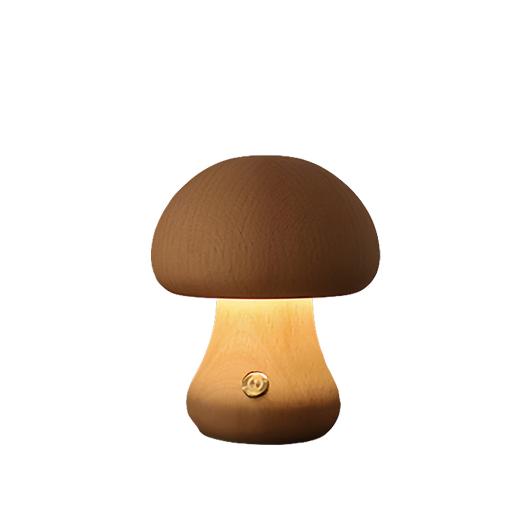 Beech Wood Mushroom Cordless LED Table Lamp