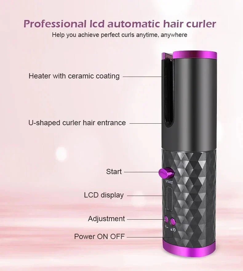 Wireless Automatic Curling Iron for Effortless Curls Anywhere