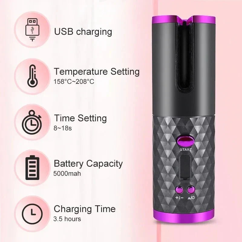 Wireless Automatic Curling Iron for Effortless Curls Anywhere