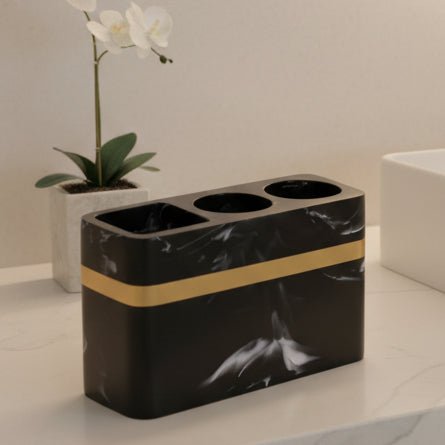Elegant Black Marble Accent Tray for Luxury Bathroom Decor