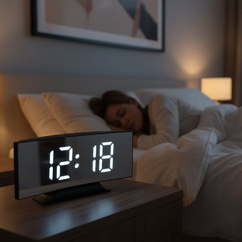 Sleek Digital Alarm Clock with Large LED Display & Noiseless Design