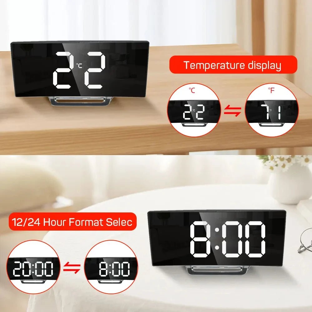 Sleek Digital Alarm Clock with Large LED Display & Noiseless Design