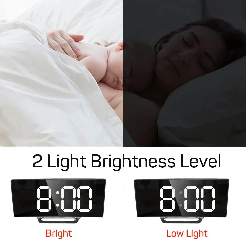 Sleek Digital Alarm Clock with Large LED Display & Noiseless Design