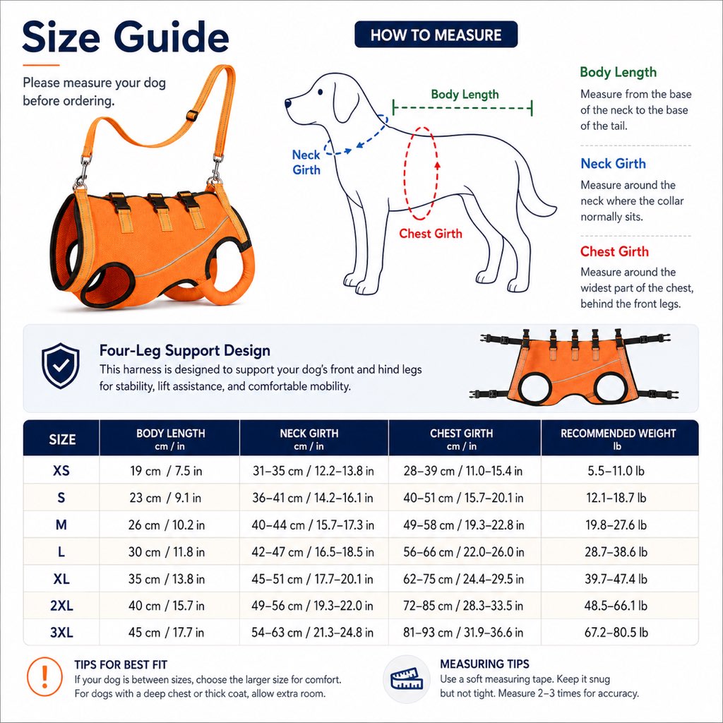 Full-Body Dog Mobility Support Harness