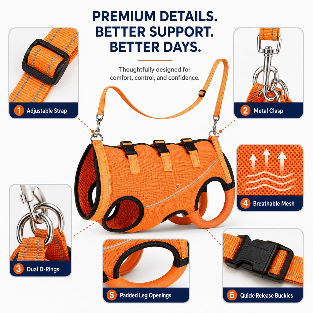 Full-Body Dog Mobility Support Harness