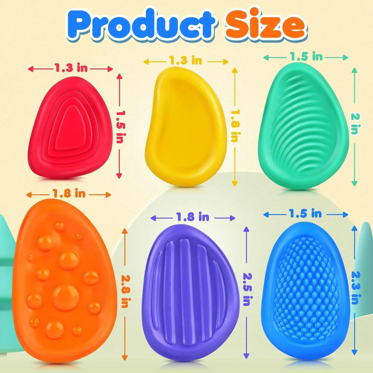 6 Pack Silicone Sensory Stone Fidget Toys