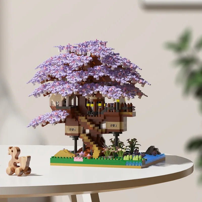 Cherry Blossom Treehouse Micro Building Set for Imaginative Play