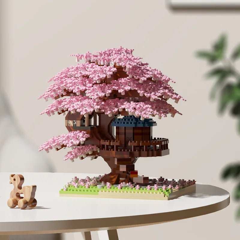 Cherry Blossom Treehouse Micro Building Set for Imaginative Play