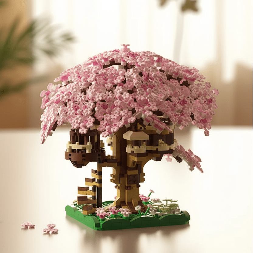 Cherry Blossom Treehouse Micro Building Set for Imaginative Play