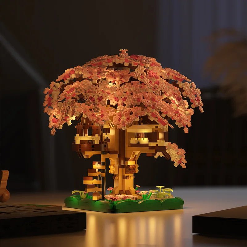 Cherry Blossom Treehouse Micro Building Set for Imaginative Play