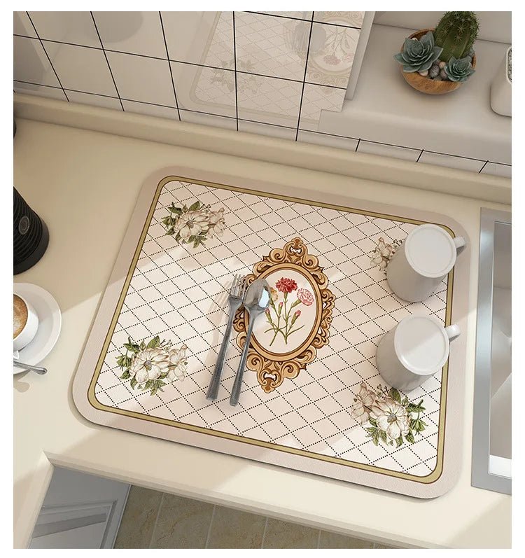 Diatomite Kitchen Draining Mat with Rapid Evaporation Design