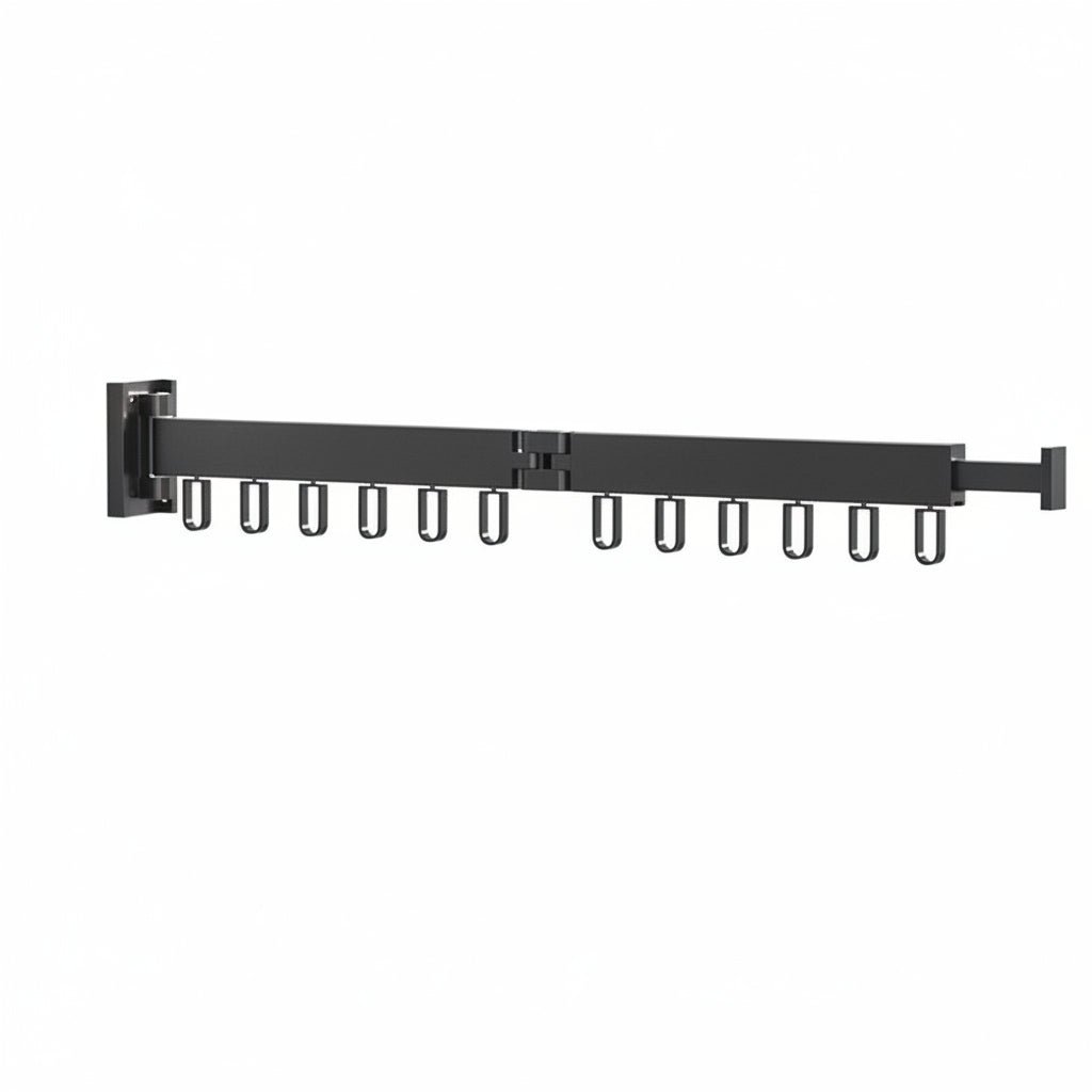 Wall-Mounted Retractable Clothes Dryer with Folding Hanger Design