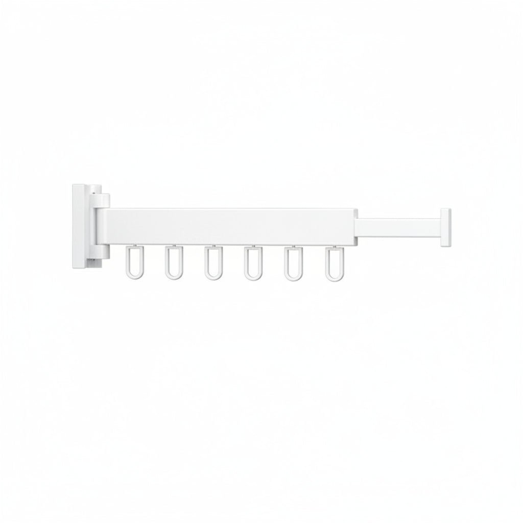 Wall-Mounted Retractable Clothes Dryer with Folding Hanger Design