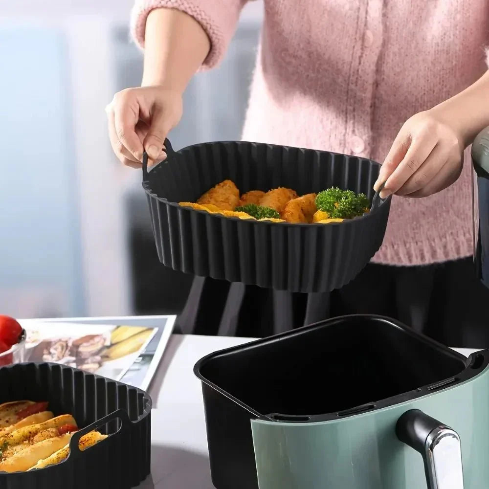 Premium Silicone Air Fryer Liners, Non-Stick Square Mats for 4–7 QT Ovens