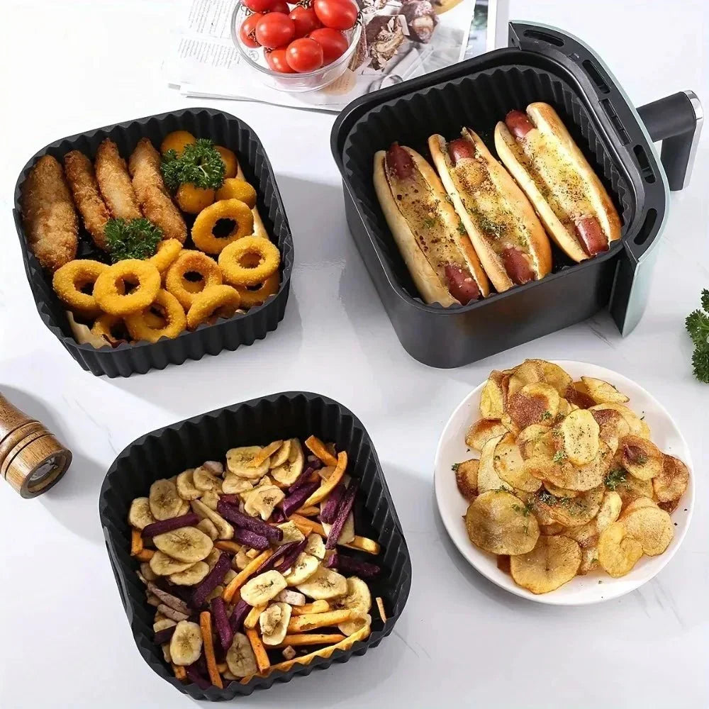 Premium Silicone Air Fryer Liners, Non-Stick Square Mats for 4–7 QT Ovens