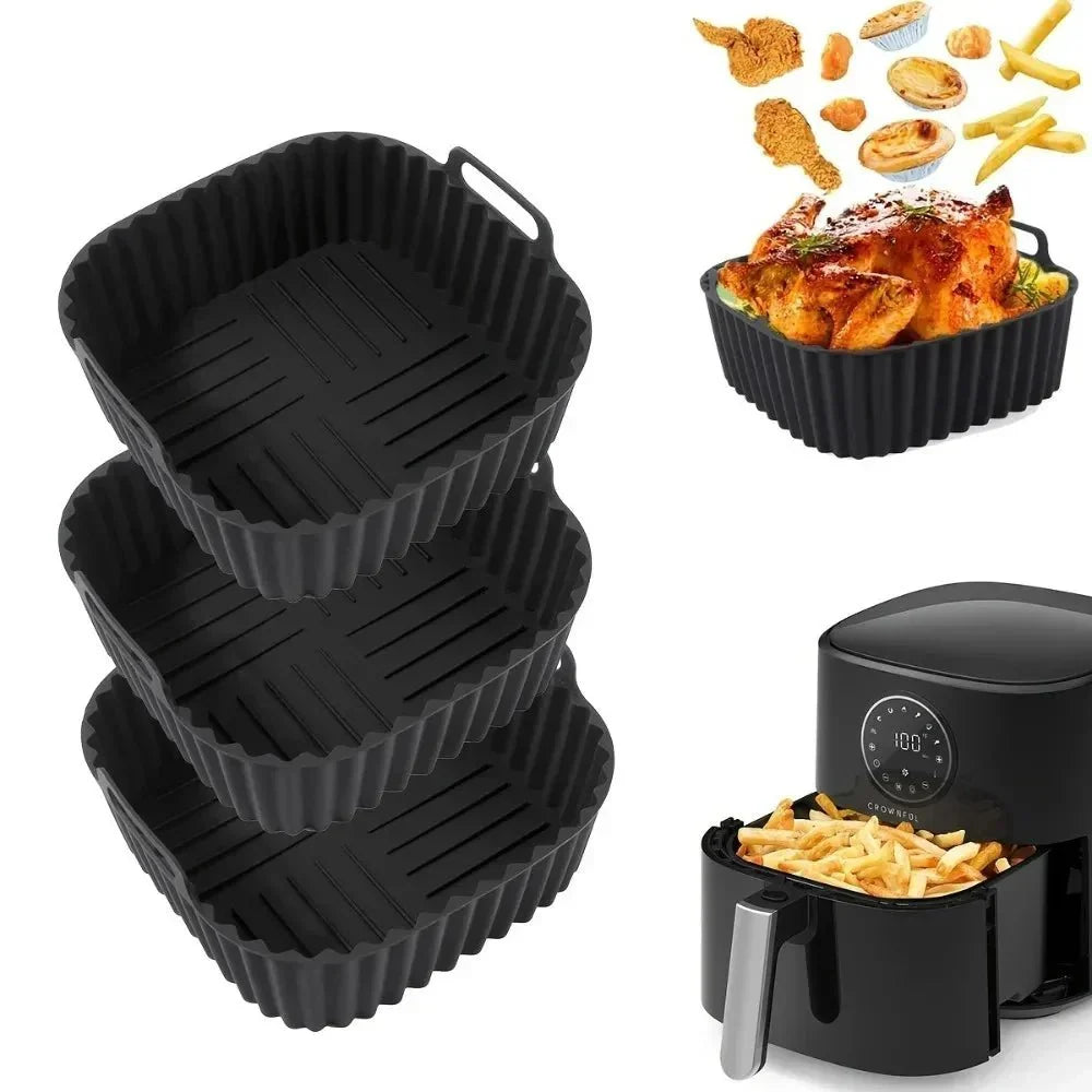 Premium Silicone Air Fryer Liners, Non-Stick Square Mats for 4–7 QT Ovens