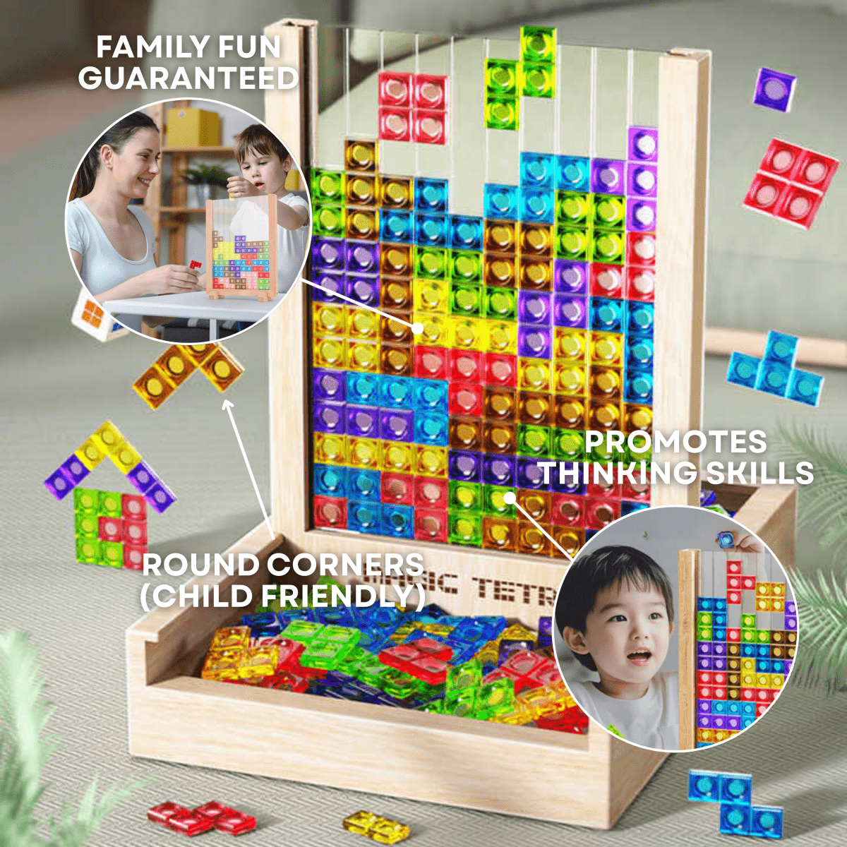 Tetris Board – Wooden Puzzle Game for Kids and Adults – Sustainable Brain Training Fun