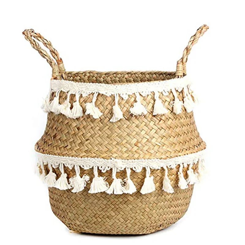 Handmade Bamboo Wicker Basket Foldable Storage and Planter