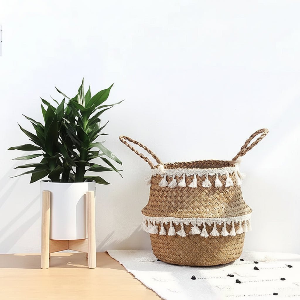 Handmade Bamboo Wicker Basket Foldable Storage and Planter