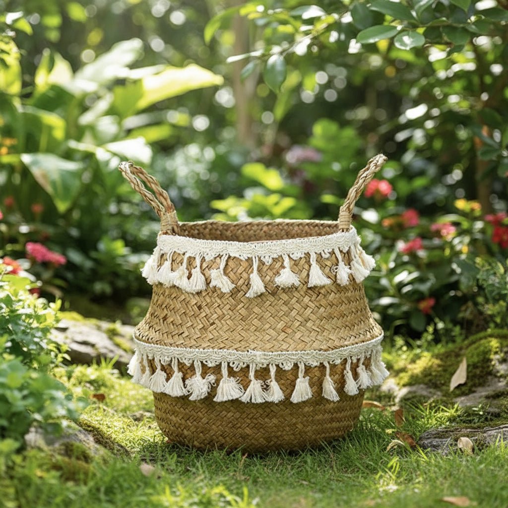 Handmade Bamboo Wicker Basket Foldable Storage and Planter