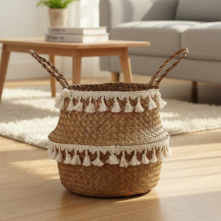 Handmade Bamboo Wicker Basket Foldable Storage and Planter