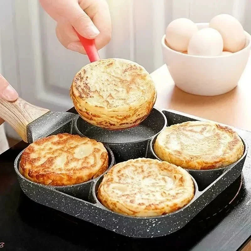 Non-Stick Omelette Pan - 4-hole frying pan for eggs, pancakes, and burgers