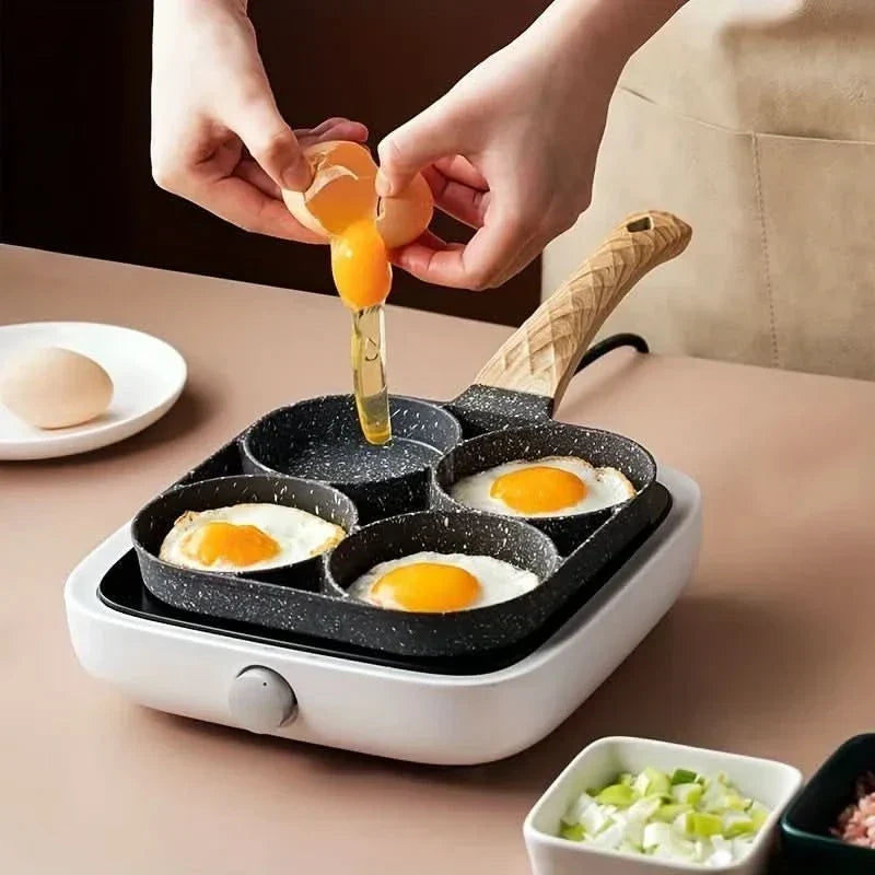 Non-Stick Omelette Pan - 4-hole frying pan for eggs, pancakes, and burgers