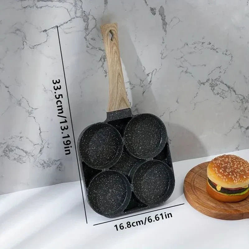 Non-Stick Omelette Pan - 4-hole frying pan for eggs, pancakes, and burgers