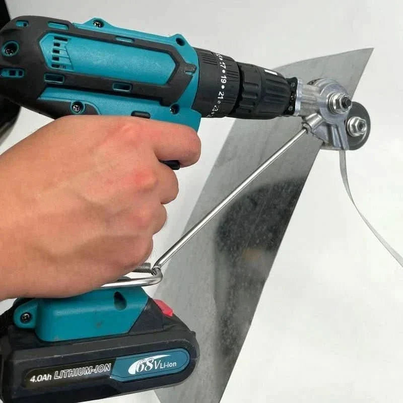 Drill Attachment for Safe & Effortless Sheet Metal Cutting