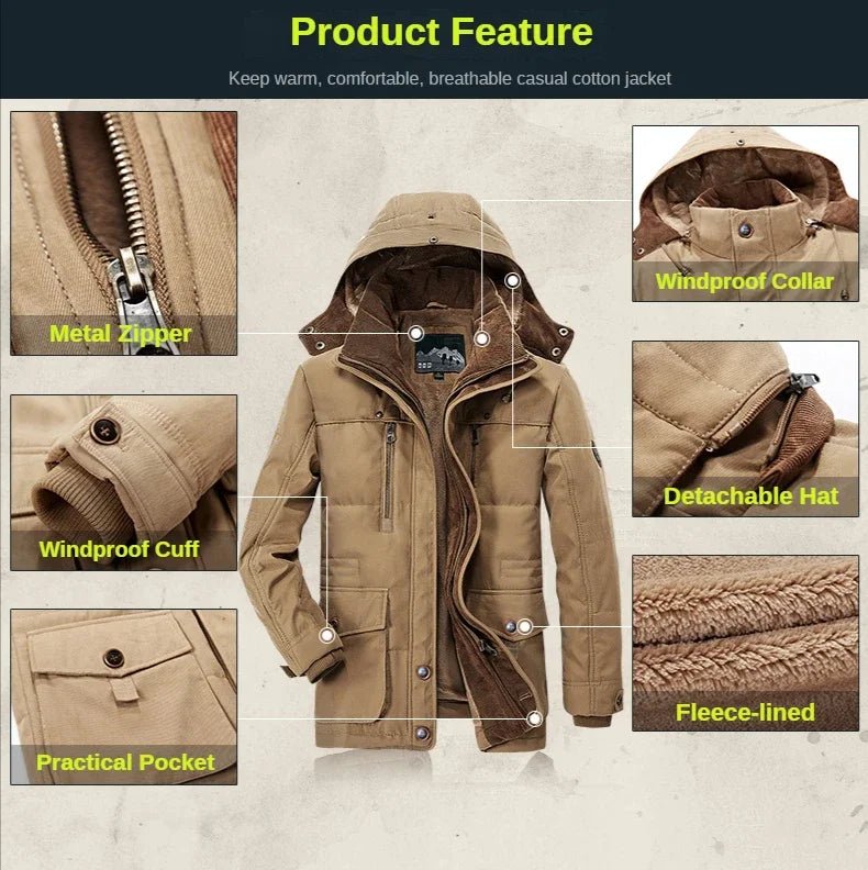 Sustainable Men's Insulated Winter Jacket with Rain Resistant Finish