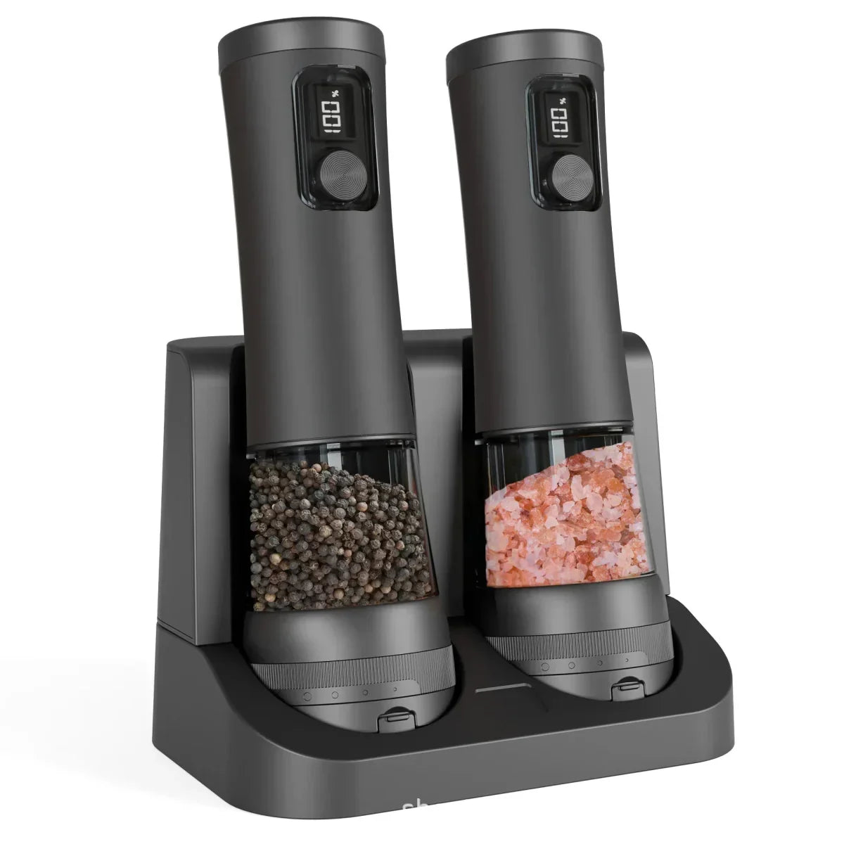 Rechargeable Electric Salt and Pepper Grinder Set with Adjustable Coarseness